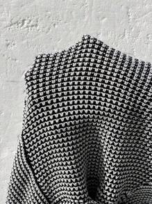 Calvaya Plus Size Women's Colorblock Casual Long Sleeve Cardigan - Black and White - View 7