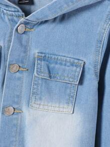 男童休闲连帽牛仔夹克和裤子 2 件套服装套装，秋季