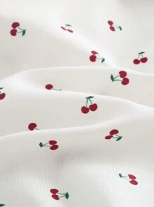 Cozy Pixies 2 pièces/Set Top et pantalon à imprimé cerise pour bébé fille, ensemble pyjama pour la maison - Rouge et Blanc - Voir 8