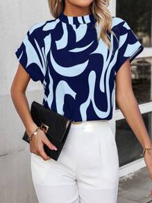 SHEIN Clasi 夏季休闲随意印花蝙蝠袖衬衫