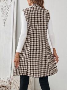 SHEIN LUNE 女士休闲格子无袖夹克，秋季