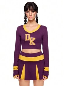 ROMWE 女子足球啦啦队角色扮演服装套装 - 紫色 - 查看 5