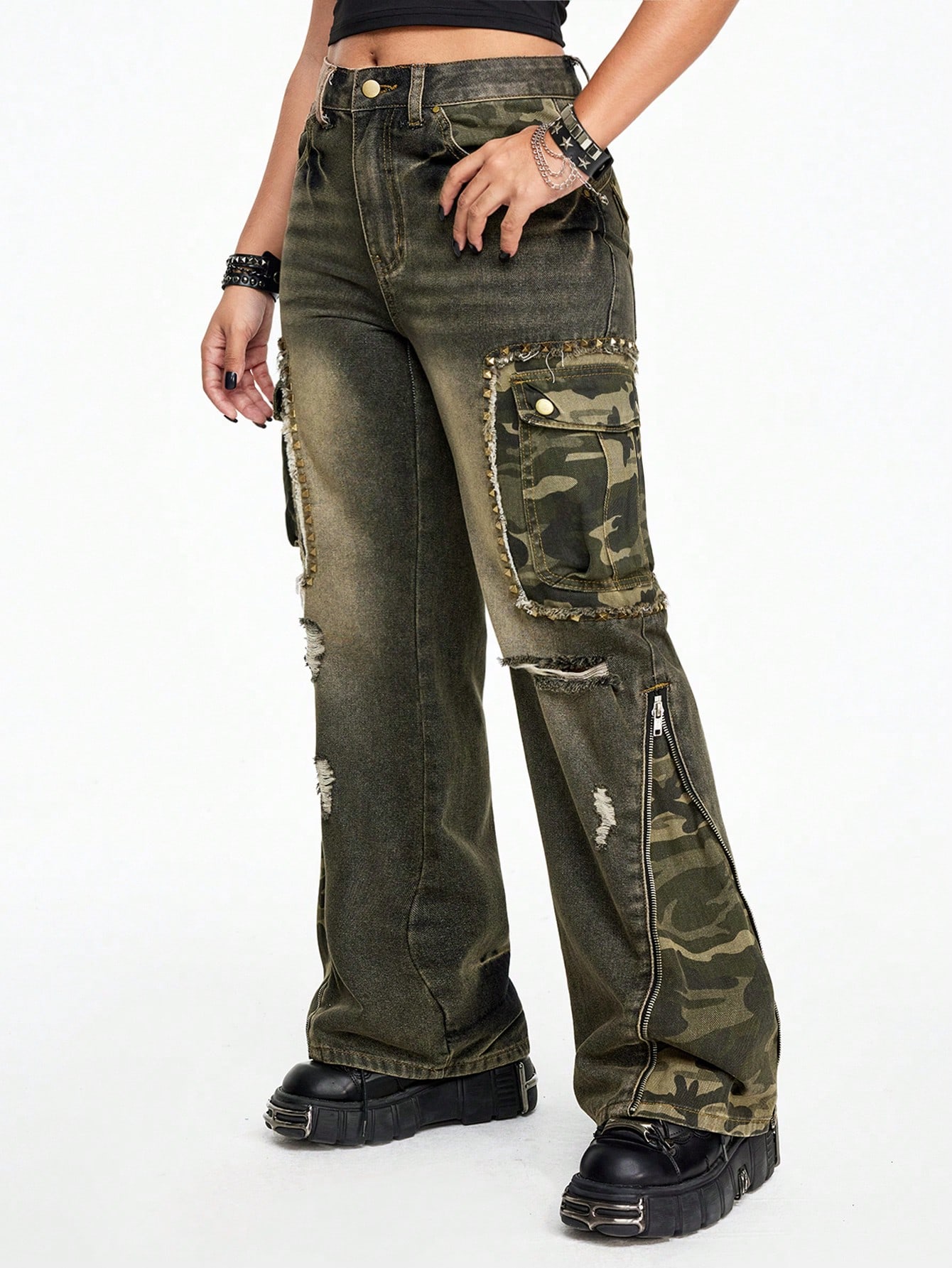 00s shellac 迷彩 cargo gimmick pants y2k Hesaco Y2K Aesthetic Camo