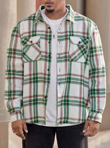 Manfinity Homme Camisa a cuadros informal para hombre de talla grande, primavera y otoño - Multicolor - Ver 5