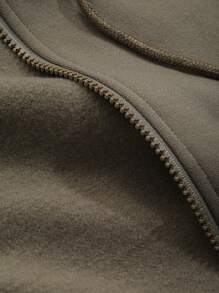 FRIFUL Áo khoác trùm đầu rộng rãi màu tương phản dành cho nữ - Màu Khaki - Xem 8