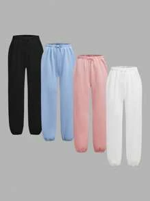 SHEIN 少女四件套校园运动裤套装，休闲街头风学院风百搭多色套装，包含运动裤，2024秋冬季款 - 彩色 - 查看 14