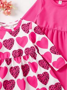 SHEIN Elladie kids 年轻女孩优雅天鹅绒花卉印花长袖连衣裙，秋冬