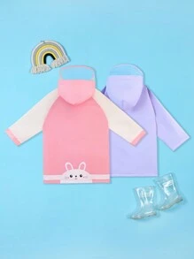 SHEIN Children Girls Cute Unicorn Print Outdoor Hiking Waterproof Rain Jacket