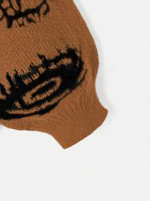 ROMWE Grunge Punk Women Autumn And Winter Eye Pattern Round Neck Drop Shoulder Long Sleeve Loose Casual Pullover Sweater - Multicolor - View 3