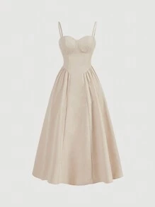 Aloruh 女士夏季優雅卡其色長款背心長裙