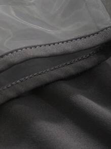 FRIFUL Designer Summer Casual Mesh Contrast Round Neck Short Sleeve T-Shirt Sheer