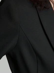 Ontre Nuova collezione primavera 2025 per donna, giacca di tailleur a forma di campana con vita modellata, tinta unita, con risvolto, manica lunga, vestibilità slim, abbigliamento da lavoro per ufficio e professioniste urbane - nero - Visualizzare 10