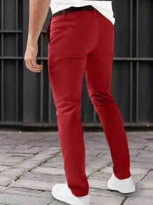Manfinity Mode Pantalones de traje rectos informales de unicolor para hombres