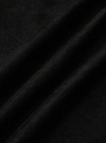 SHEIN LUNE Women's Plus Size Spring Autumn Casual Solid Color Lapel Jacket - Black - View 4