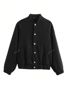 Veste de sport casual pour femme en tweed, couleur unie, doux blouson aviateur