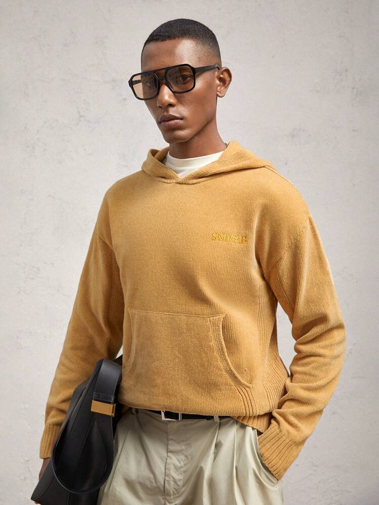 Men Knitted Slim Fit Casual Hoodie, For Fall Winter
