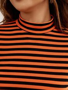 SHEIN Maternity Long Sleeve Stripe T-Shirt, Halloween Themed Fitted Pregnancy Tee