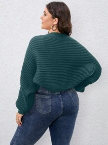 SHEIN Unity 大码纯色长袖开衫，休闲日常穿着 - 橄欖綠 - 查看 2