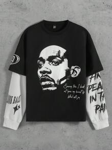 PAVTROS Men's Casual Logo Printed Color Block Pullover Sweatshirt, Spring/Fall