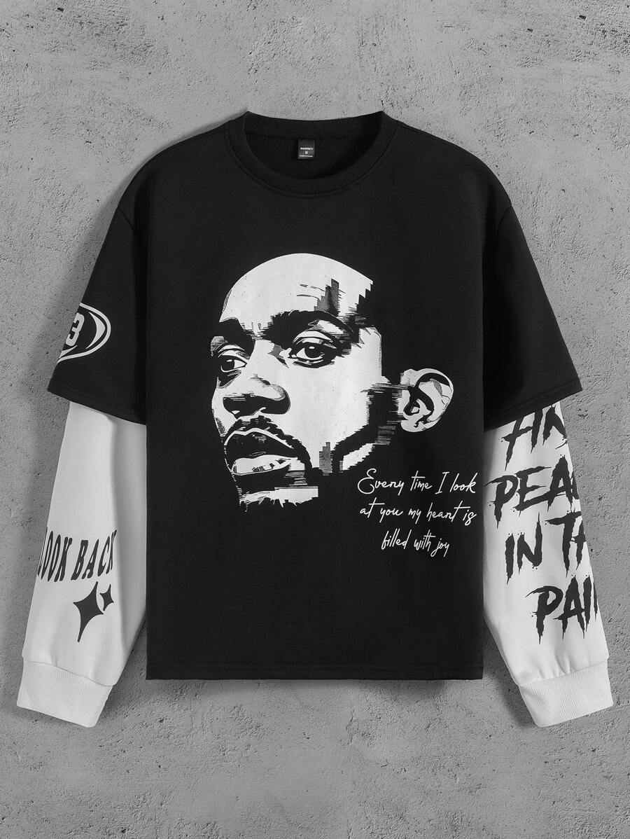 PAVTROS Men's Casual Logo Printed Color Block Pullover Sweatshirt, Spring/Fall