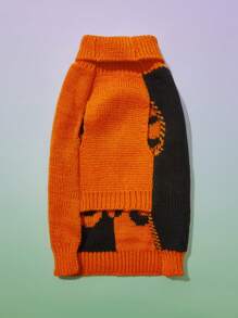 PETSIN 1 buc. Animal de companie Halloween Negru Portocaliu Contrast Scheleton Cozy Warm Dog Pulover