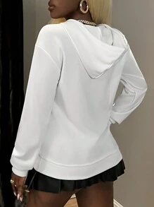 Zolique Sudadera informal con capucha, de manga larga, estampado corporal, cordón ajustable, bolsillo, para mujer, otoño e invierno