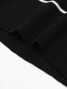 Girls Striped Crew Neck Sweater - Black - View 7