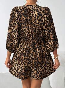 Breezaya V-Neck Romper Pants, Casual Daily Wear - Brown - View 2