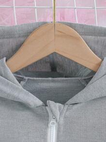 Young Girl Casual Sport Style Half-Zip Up Raglan Long Sleeve Hooded Loose Dress