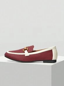 MOTF PREMIUM 女士舒适方头休闲平底鞋秋季 - 酒紅色 - 查看 4