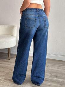 RueChic Plus Mid Waist Straight Cut Jean - Medium Wash - View 2
