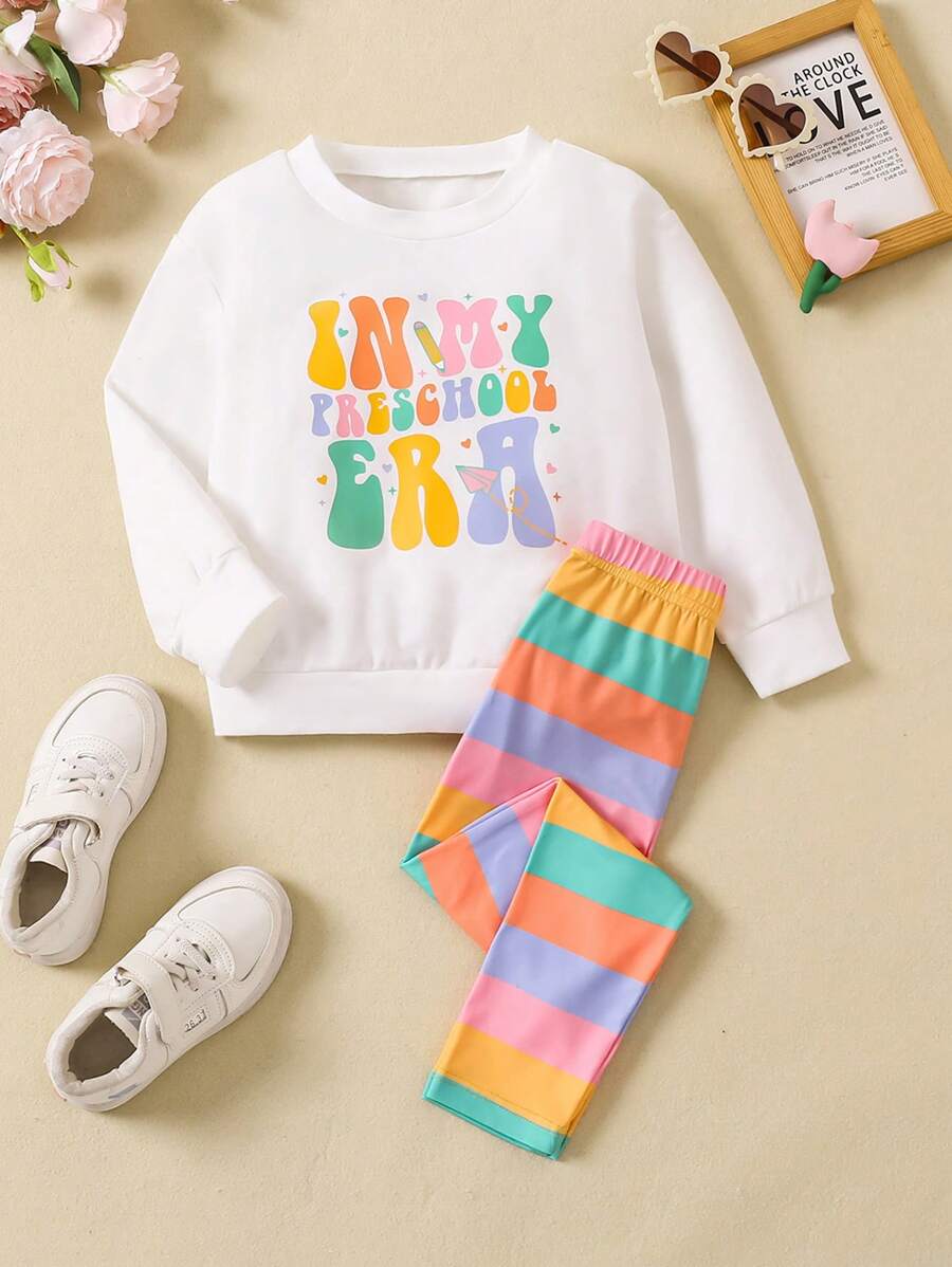 SHEIN 2 件套少女豹纹心形图案舒适保暖套装，秋冬 - 彩色 - 查看 1