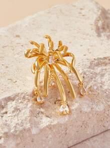 SHEIN Pendientes de botón chapados en oro de 18 quilates con piedras de circonita brillante