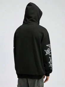 ROMWE MEN Street Life Men's Fashionable Hoodie With Figure & Slogan Graphic Print, Fall/Winter