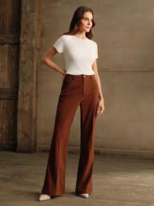 Anewsta Blusa elegante de manga corta con rhinestones y tejido transparente para mujer, color blanco, para otoño/invierno - Blanco - Ver 7