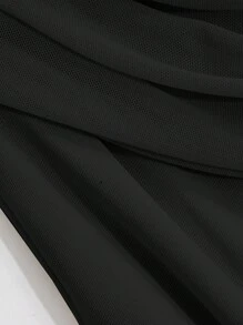 DAZY 女士纯色露肩长连衣裙，休闲日常穿着，生日、新年、舞会礼服，秋季长袖连衣裙，优雅女装 - 黑色 - 查看 4
