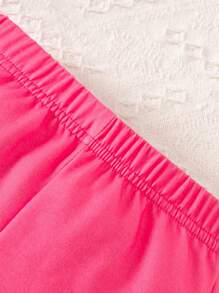 2pcs Set Baby Girls Heart Print Crop Sweatshirt + Flared Pants Cute Fashion Outfit, Autumn/Winter - Pink - View 7