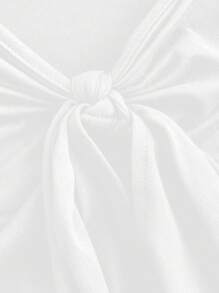 TRNVIE Áo thun nữ tay dài đơn sắc, xoắn phía trước, thường ngày, mùa xuân và mùa hè - trắng - Xem 4