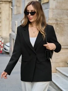 Solid Color Flip Pocket Ladies' Suit