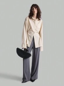 Ontre Blusa de mujer con cordón en la cintura y diseño calado, conjunto de regreso a la escuela de otoño/invierno