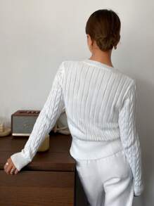 Siren Gaze Áo len cardigan thêu logo ngựa nhỏ thường ngày cho nữ, áo trắng, áo len cardigan ấm cho nữ cài nút, áo len cardigan xoắn, áo len cardigan quần áo mùa đông cho nữ, áo len cardigan hở vai màu trơn dài tay, áo len cardigan họa tiết chữ thường ngày, áo len dáng rộng thêu hình động vật cho nữ dài tay có logo ngựa con, áo thun polo thêu logo ngựa con, áo len chui đầu dệt kim thanh lịch và thon gọn - trắng - Xem 2