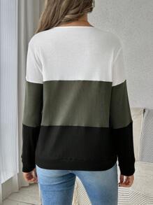 SHEIN 华夫格针织套头衫，V 领，孕妇装，冬季装 - 彩色 - 查看 2