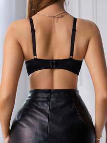 1 pieza Sujetador con aros push-up sexy y romántico de encaje para mujeres