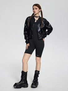 少女休闲黑色夹克和连体衣，秋季 - 黑色 - 查看 4