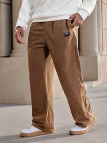 Manfinity CasualMax Quần dài đơn giản, giản dị, có túi trơn cỡ lớn cho nam - màu nâu - Xem 1