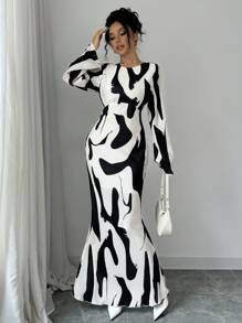 Chiquease Women's Black And White Waist Cinched Dress - Multicolor - View 3