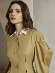 Anewsta Women Urban Style Color Block Patchwork Mini Dress, Spring/Fall