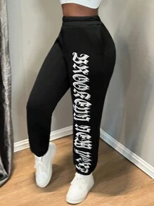 BamGleam 纯色字母印花修身休闲运动裤