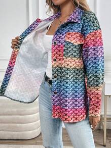 SHEIN LUNE Ombre Geometric Print Fashion Ladies' Jacket Fall Cloth For Women - Multicolor - View 4