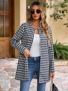 Zolique Black And White Plaid Regular Coat Fall Cloth For Women - Multicolor - View 1